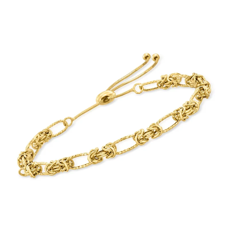 Braided strand bracelets-Ross-Simons 14kt Yellow Gold Byzantine Station Bolo Bracelet