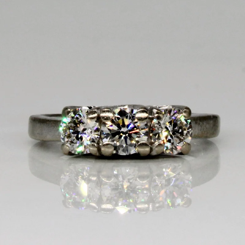 Snap band rings-Three Stone Diamond Engagement Ring | 0.99ctw | SZ 4.75 |