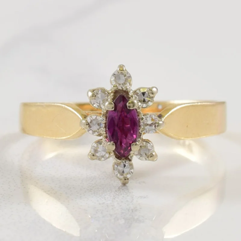 Small wing rings-Purple Sapphire & Diamond Halo Ring | 0.16ctw, 0.12ctw | SZ 6.25 |