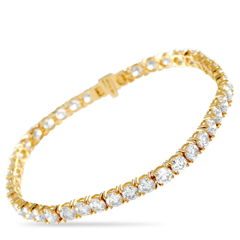 Stretch cord bracelets-LB Exclusive 14K Yellow Gold 10.75ct Lab-Grown Diamond Tennis Bracelet LG04-012225