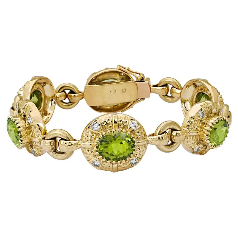 Fine cuff bracelets-Bracelet-Peridot and Diamond  (1248B)