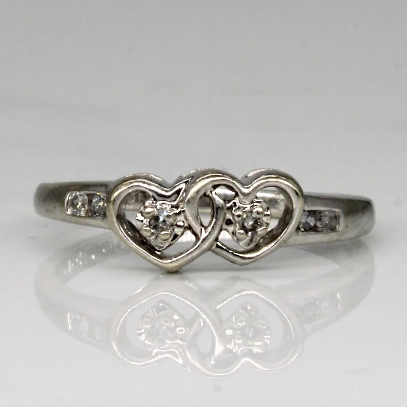 Multi-design rings-Diamond Twin Heart Ring | 0.03ctw | SZ 5 |