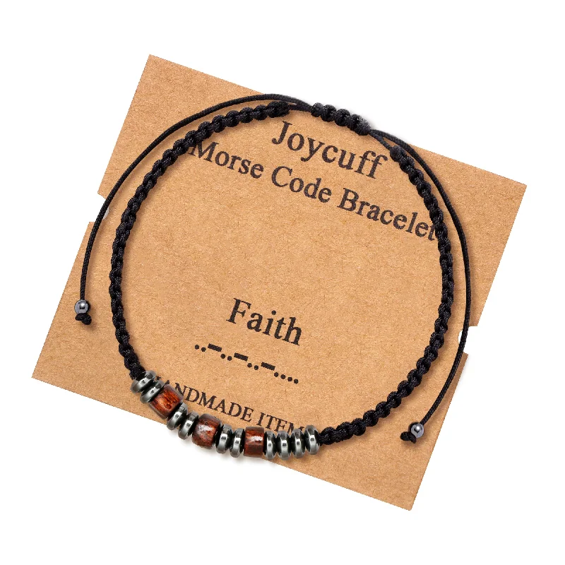 Twist charm bangles-Faith Morse Code Bracelet for Women Inspirational Gift for Her