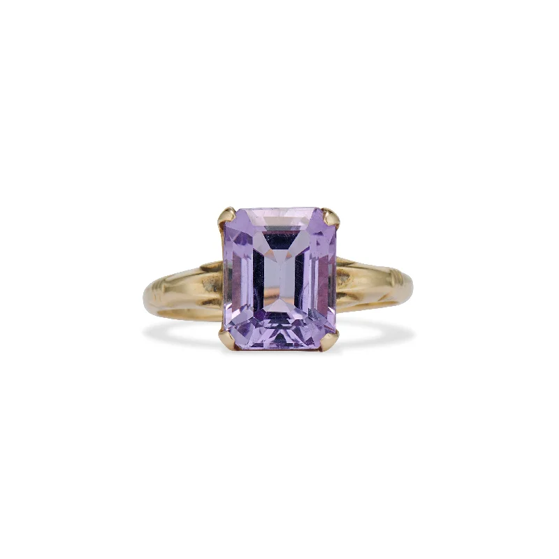 Andalusite rings-Midcentury Emerald Cut Amethyst Ring