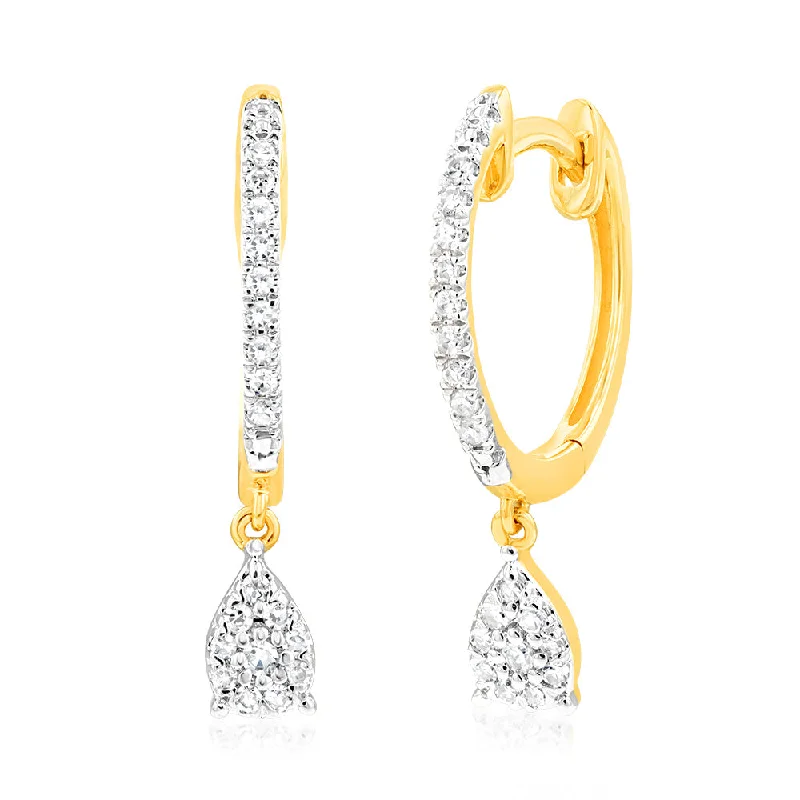 Forged name rings-Luminesce Lab Grown 1/6 Carat Diamond Drop earring in 9ct Yellow Gold