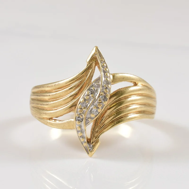 Stone-woven rings-Diamond Bypass Ring | 0.06ctw | SZ 10.75 |