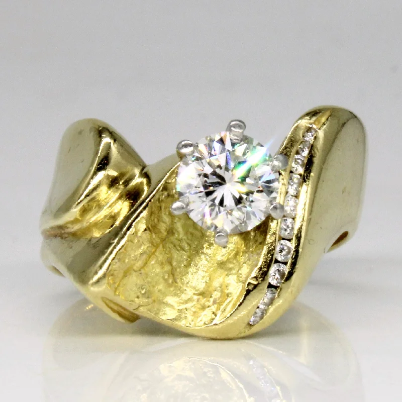 Swan feather rings-Abstract Diamond Engagement Ring | 0.75ctw | SZ 6.25 |