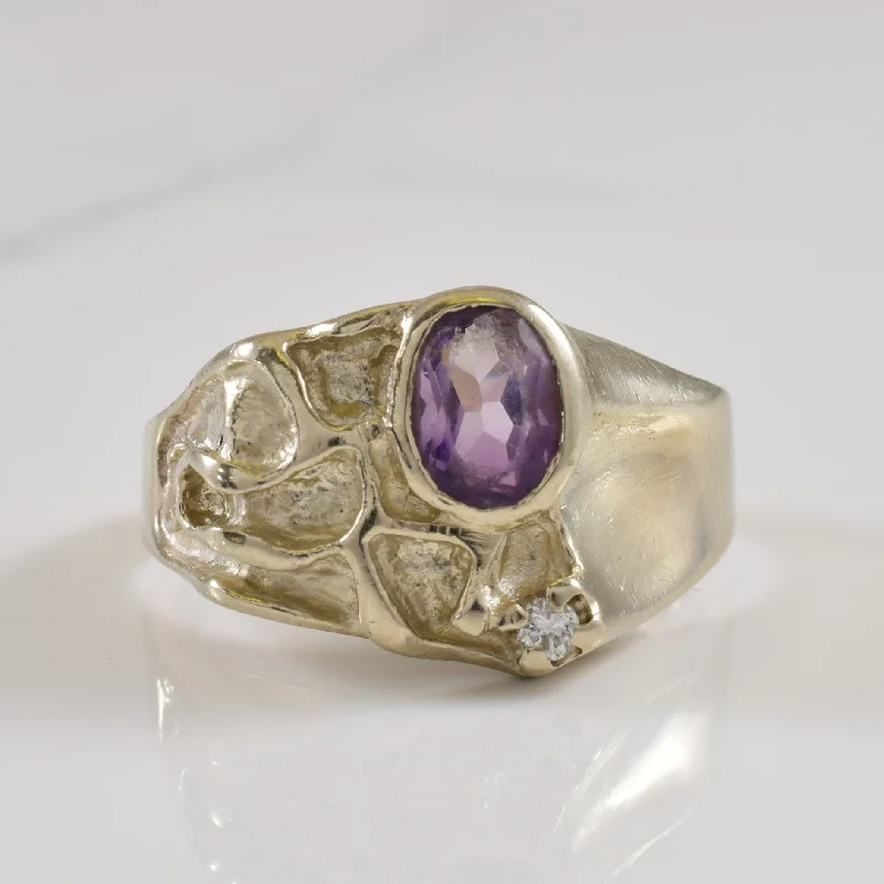 Playful rings-Textured Amethyst & Diamond Ring | 1.00ct, 0.04ct | SZ 10.25 |