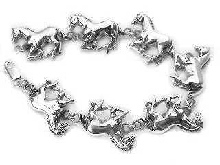 Aged flair bracelets-Heavy Horses Sterling Silver HORSE Link Bracelet