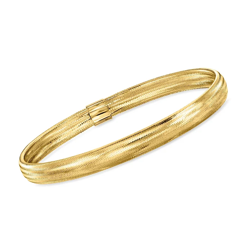 Multi-bead bangles-Canaria Italian 10kt Yellow Gold Mesh Stretch Bangle Bracelet