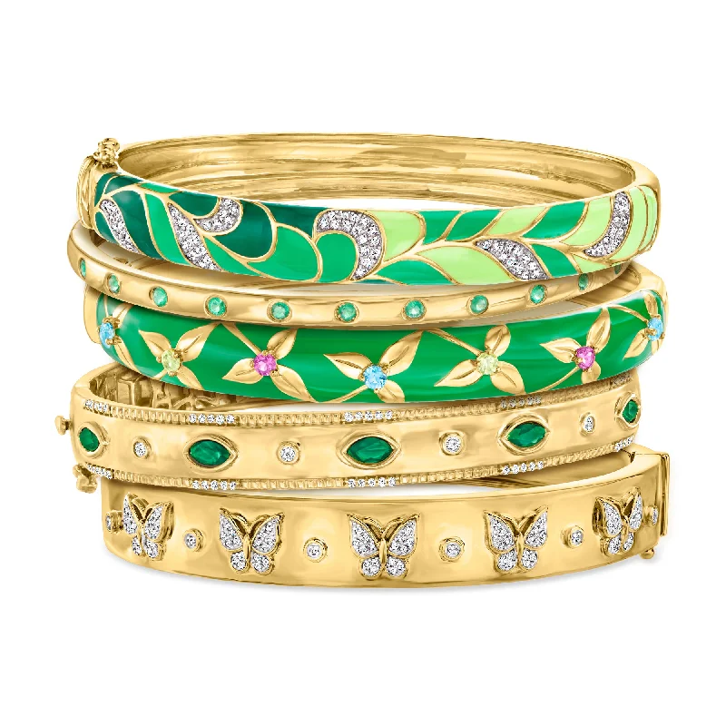 Thick chain bracelets-Ross-Simons "Holly Stack" Of 5 Bangle Bracelets in 18kt Gold Over Sterling