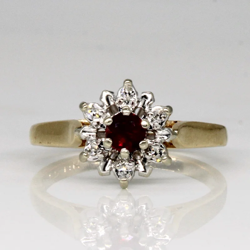 Heliodor cut rings-High Set Ruby & Diamond Ring | 0.22ct, 0.06ctw | SZ 6 |