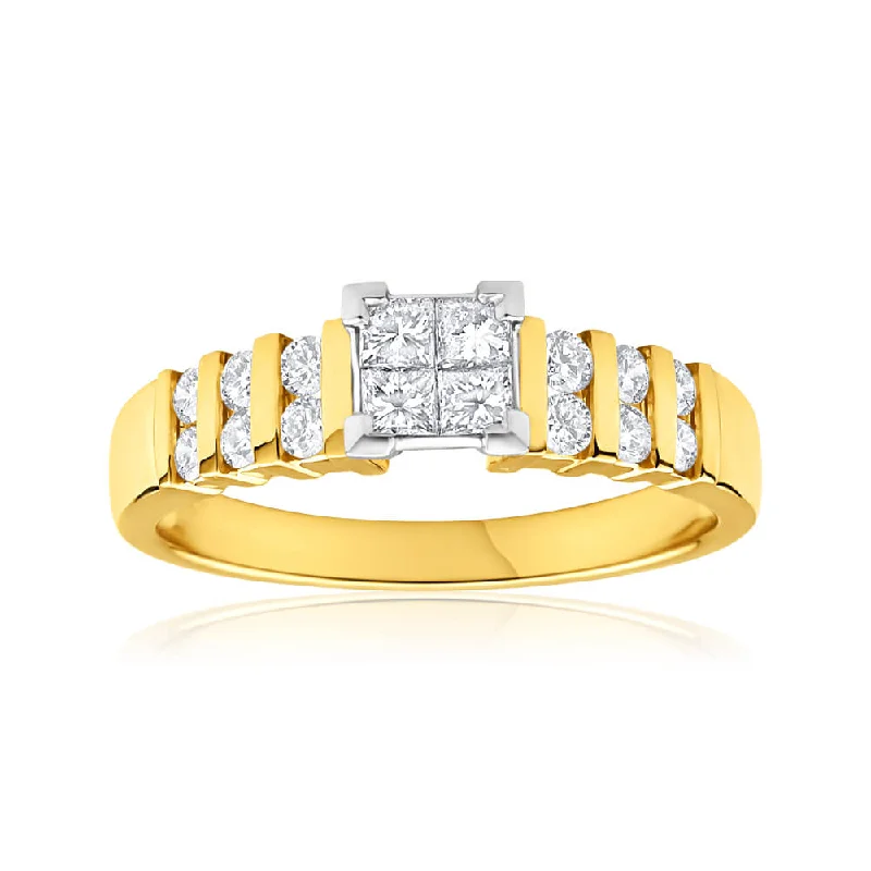 Andalusite rings-9ct Yellow Gold & White Gold Ring With 5/8 Carats Of Diamonds