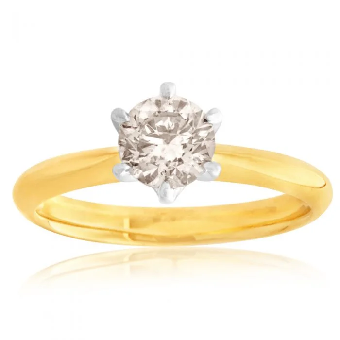 Fine band rings-9ct Yellow Gold 1 Carat Australian Diamond Solitaire Ring