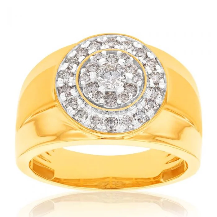 Braided motif rings-9ct Yellow Gold 1 Carat Diamond Gents Ring