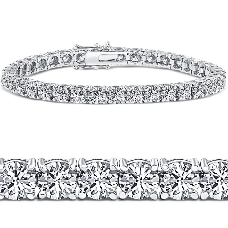 Fine accent bracelets-10 Ct Round Diamond 6.5" Tennis Bracelet 14K White Gold