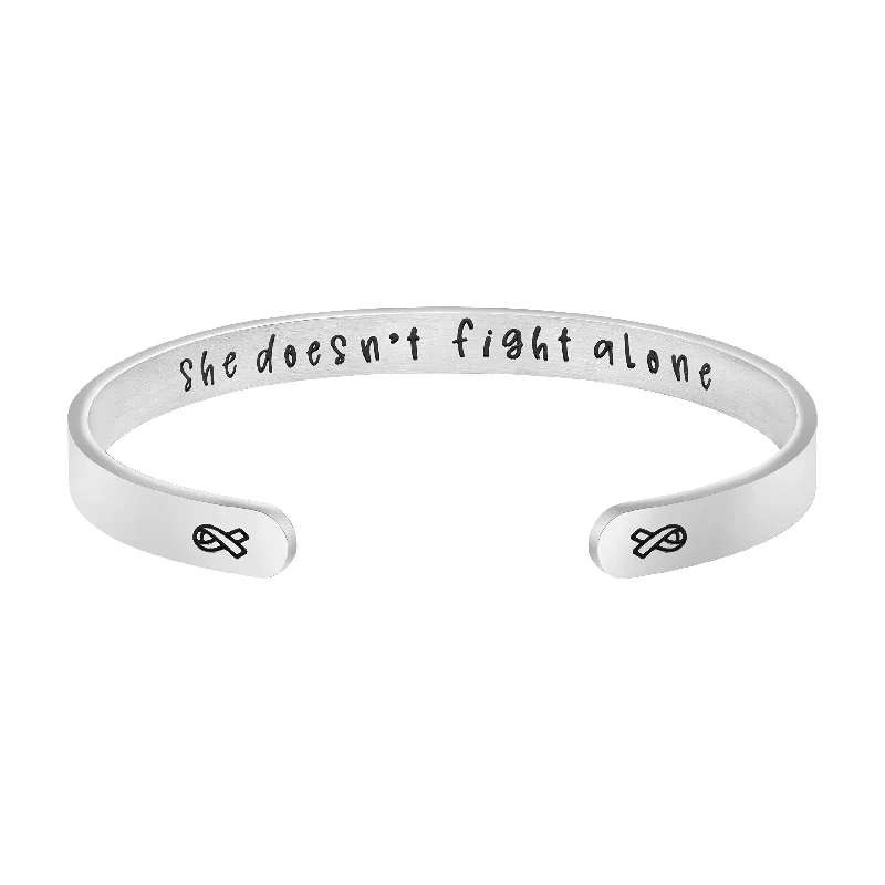 Smooth link bracelets-She Doesn't Fight Alone Cuff Bracelet