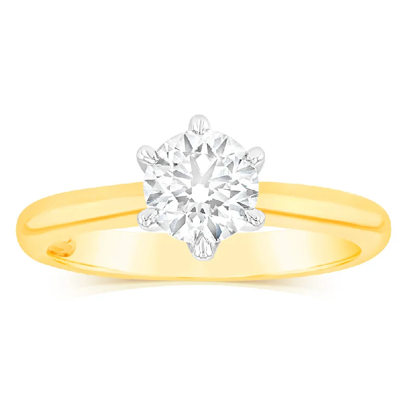 Smooth clay rings-18ct 0.70 Carat Diamond Solitaire Ring with 6 Claw Knife Edge Setting