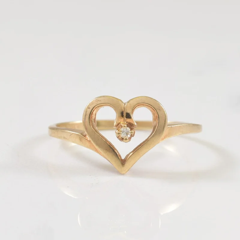 Bali tile rings-Diamond Heart Ring | 0.01ct | SZ 4.75 |