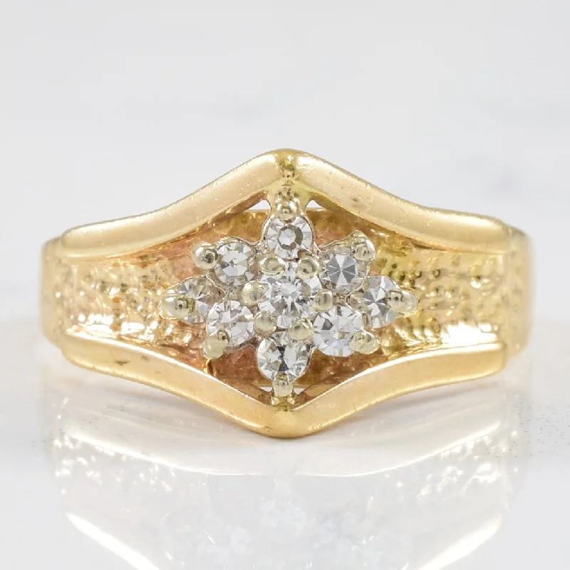 Fine rose rings-Cluster Diamond Chevron Ring | 0.20ctw | SZ 7.5 |