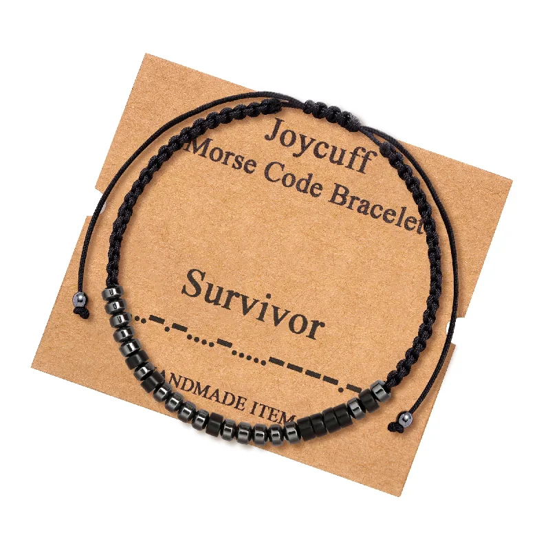 Strand weave bracelets-Survivor Morse Code Bracelet for Women Inspirational Gift for Her