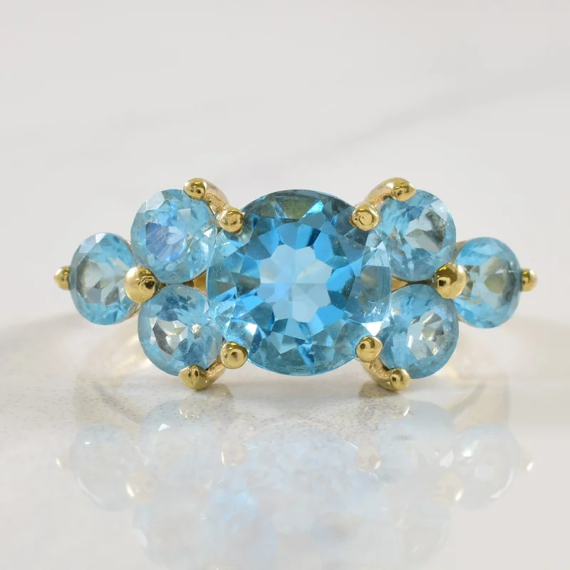 Stream shape rings-Cluster Blue Topaz Ring | 4.00ctw | SZ 7 |