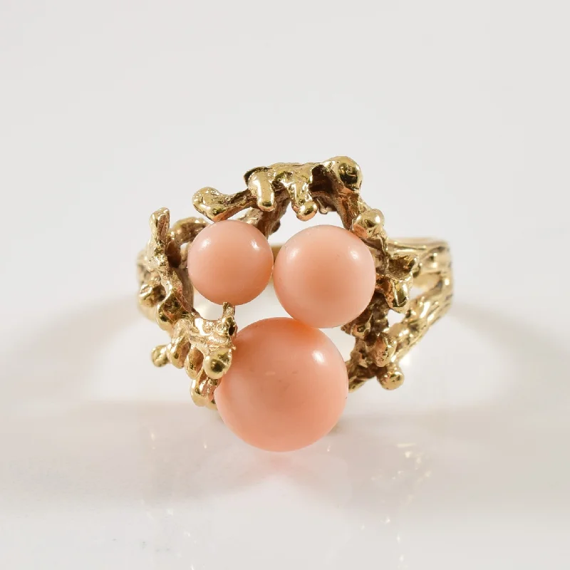 Fine stack rings-Coral Cocktail Ring | 6.50ctw | SZ 7.75 |