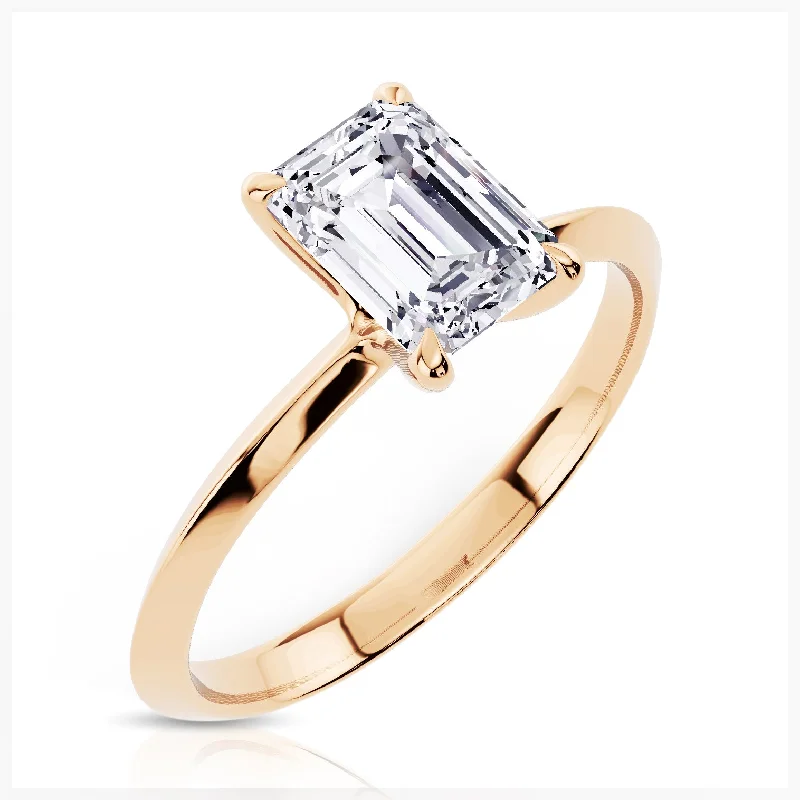 Multi-design rings-2 Carat Emerald Cut Lab Grown Diamond Knife Edge Solitaire Engagement Ring