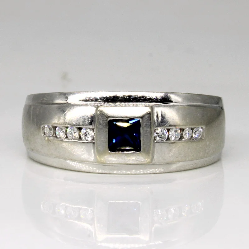 Aquamarine inlay rings-Sapphire & Diamond Ring | 0.50ct, 0.08ctw | SZ 9.75 |