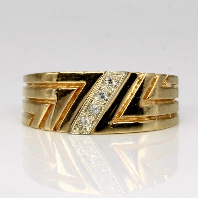 Smooth band rings-Diagonal Diamond Ring | 0.03ctw | SZ 6.75 |