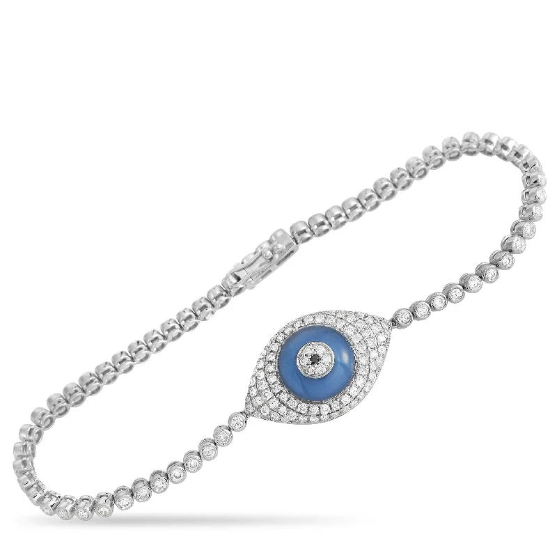 Multi-chain bracelets-LB Exclusive 18K White Gold 1.92ct Diamond Evil Eye Bracelet ALB-16402