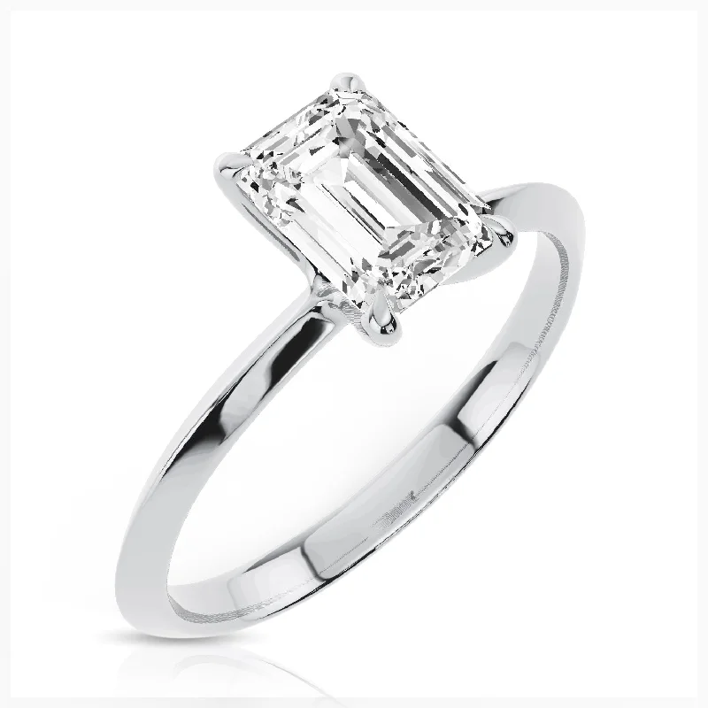 Tourmaline gem rings-2 Carat Emerald Cut Lab Grown Diamond Knife Edge Solitaire Engagement Ring