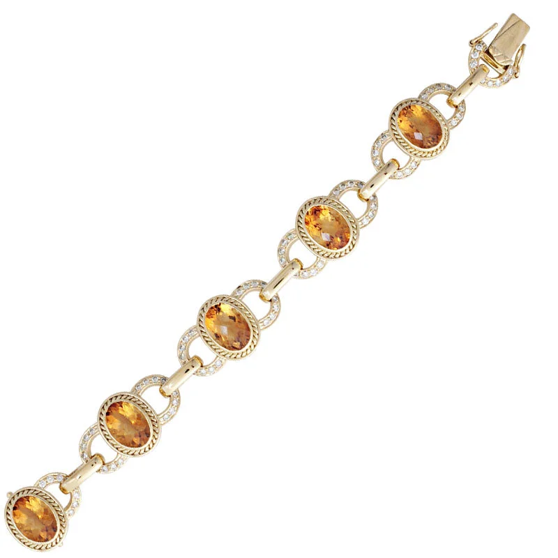 Braided tribal bangles-Bracelet- Citrine And Diamond (1455B)