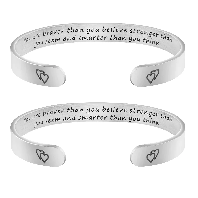 Aged lock bracelets-You are Braver Than You Believe Stronger Than You Seem Smarter Than You Think Set of 2 Bracelets