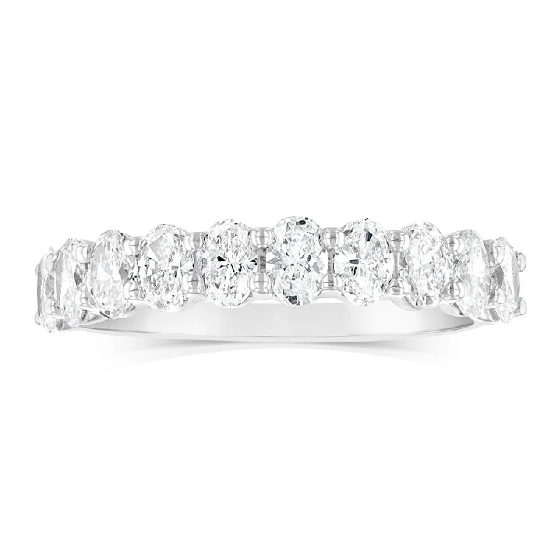 Aged deco rings-Luminesce Lab Grown 9ct White Gold Eternity Oval Cut Shaped Ring in 1 Carat Diamond