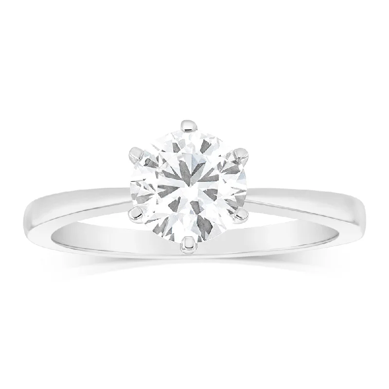 Fine accent rings-Luminesce Lab Grown 1 Carat Brilliant Cut Diamond Solitaire Ring in Sterling Silver