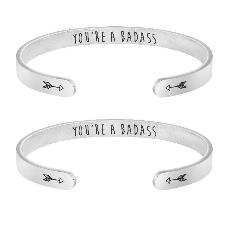 Fine filigree bangles-You're a Badass Set of 2 Bracelets