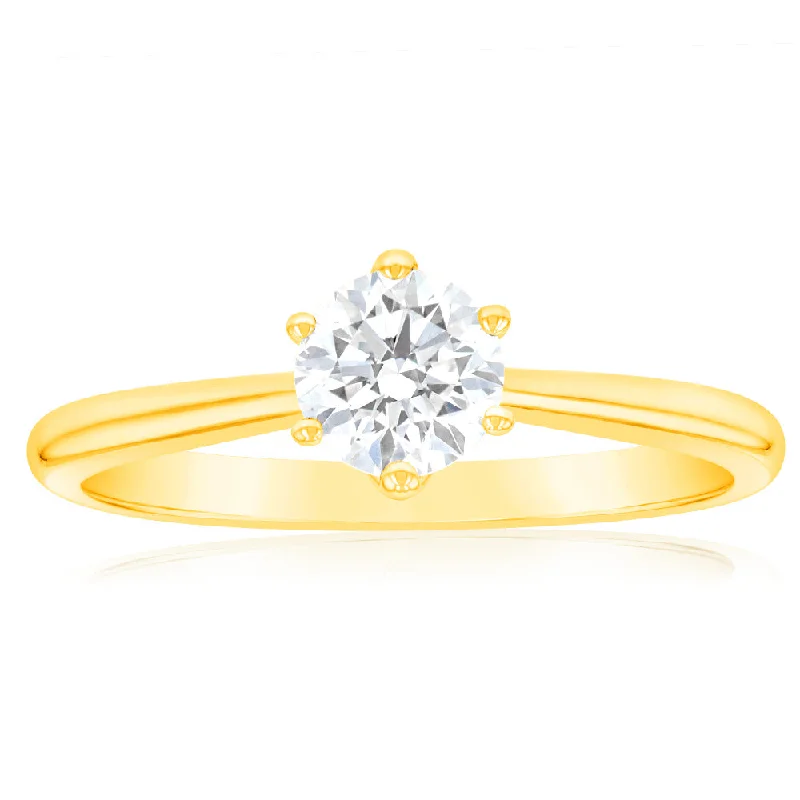 Spirit eye rings-Luminesce Lab Grown 3/4 Carat Diamond Solitaire Ring set in 14ct Yellow Gold