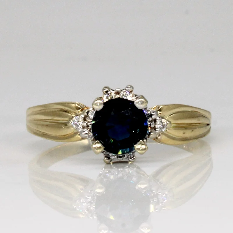 Aged deco rings-Sapphire & Diamond Cocktail Ring | 1.30ct, 0.08ctw | SZ 9.75 |