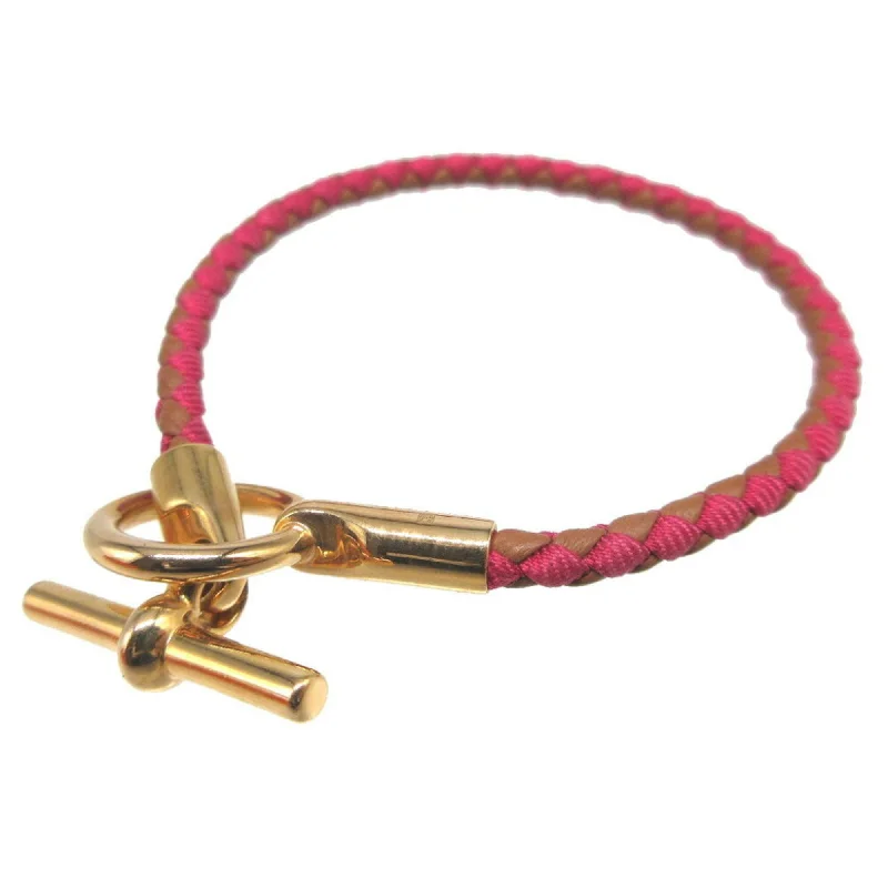 Polished gloss bracelets-Hermes pink Canvas Leather Charm Bracelet (Pre-Owned)