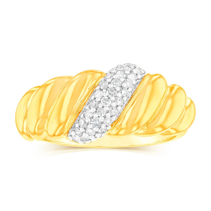 Faith charm rings-Gold Plated Silver 1/6 Carat Diamond Ring