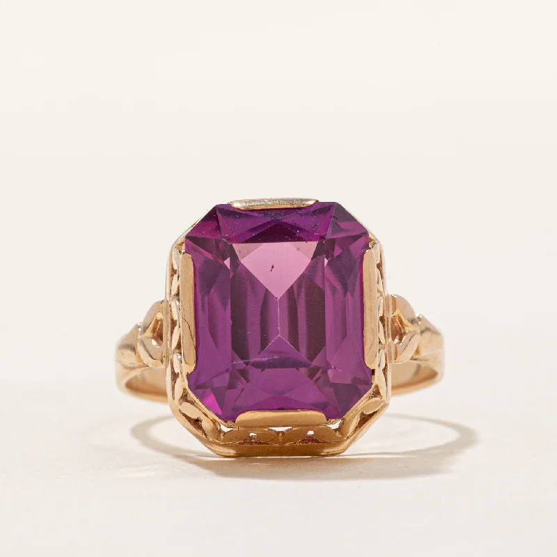 Aged deco rings-Synthetic Purple Sapphire Cocktail Ring | 7.55ct | SZ 7.5 |