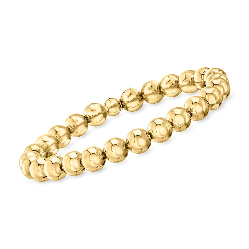 Thick gold bracelets-Ross-Simons Italian 8mm 18kt Gold Over Sterling Bead Stretch Bracelet