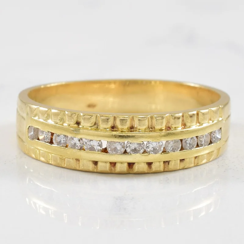 Thick gold rings-Textured Channel Set Diamond Ring | 0.25ctw | SZ 8 |