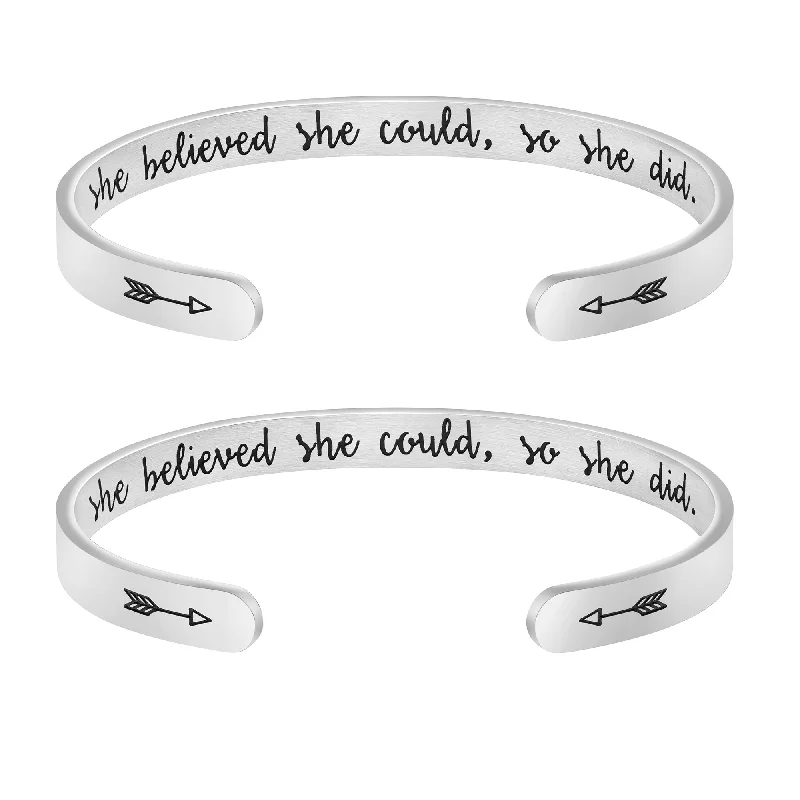 Cotton thread bangles-She Believed She Could So She Did Set of 2 Bracelets