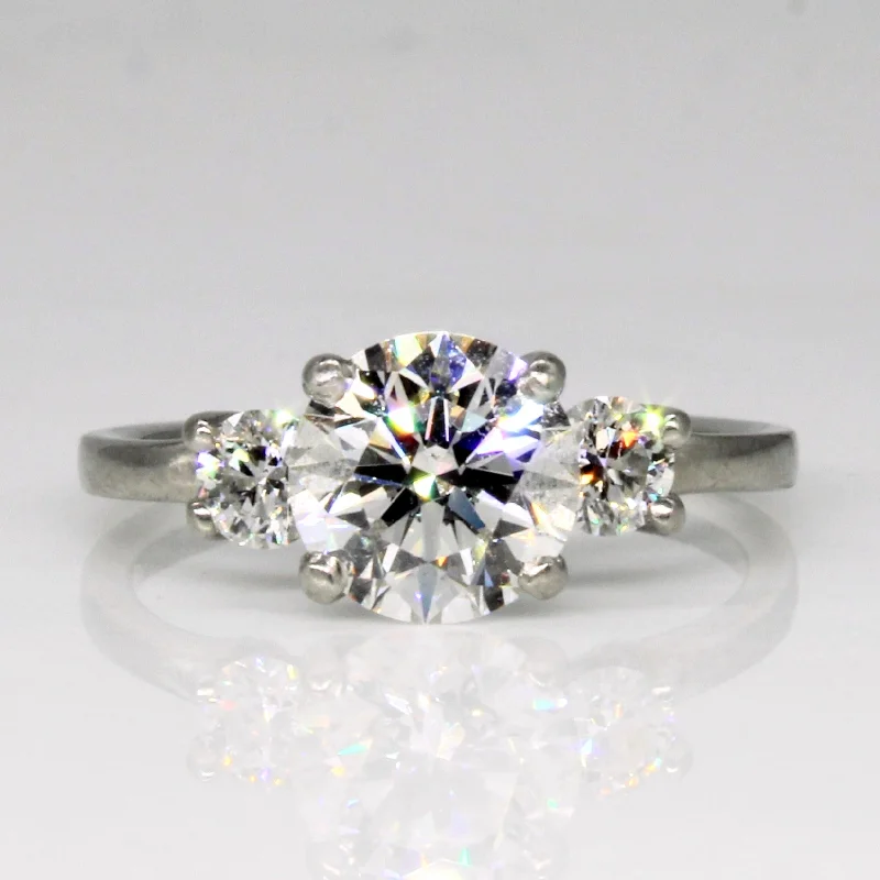 Thick stone rings-Three Stone GIA Certified Diamond Engagement Ring | 1.60ctw SI1 G Ex | SZ 5 |