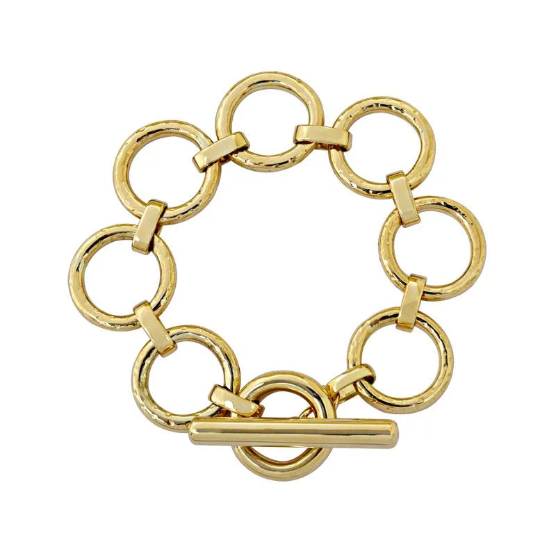 Stream shape bangles-Toggle Bracelet - Gold  (2156F)