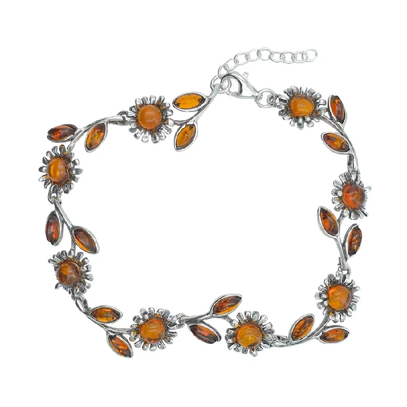 Fine stack bracelets-Amber Flowers Bracelet