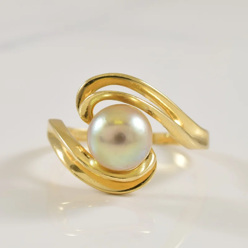 Snap band rings-Golden Pearl Bypass Ring | 2.50ct | SZ 6.5 |