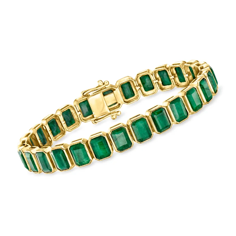 Cotton thread bangles-Ross-Simons Bezel-Set Emerald Bracelet in 18kt Gold Over Sterling